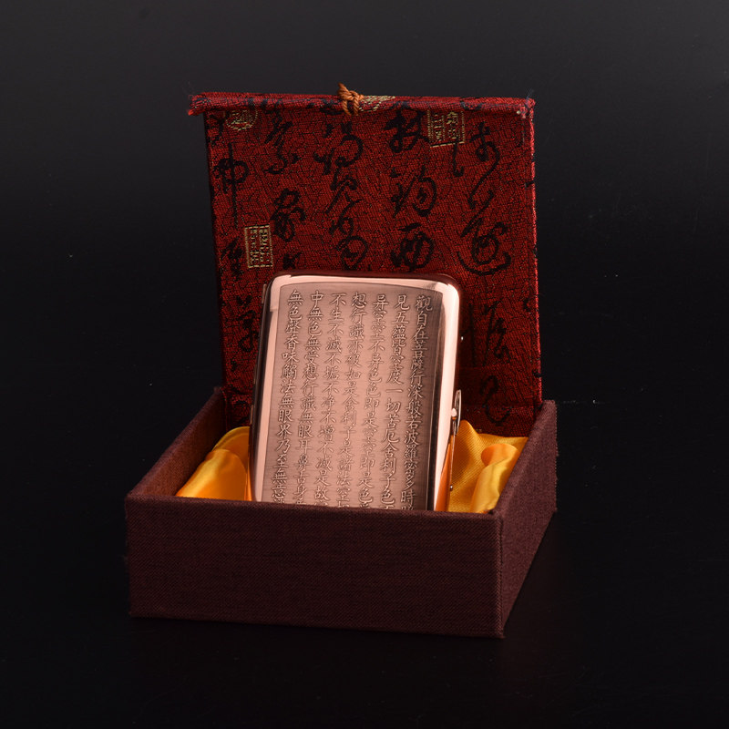 双枪紫铜烟盒16支粗烟正品男士激光雕刻便携个性烟盒