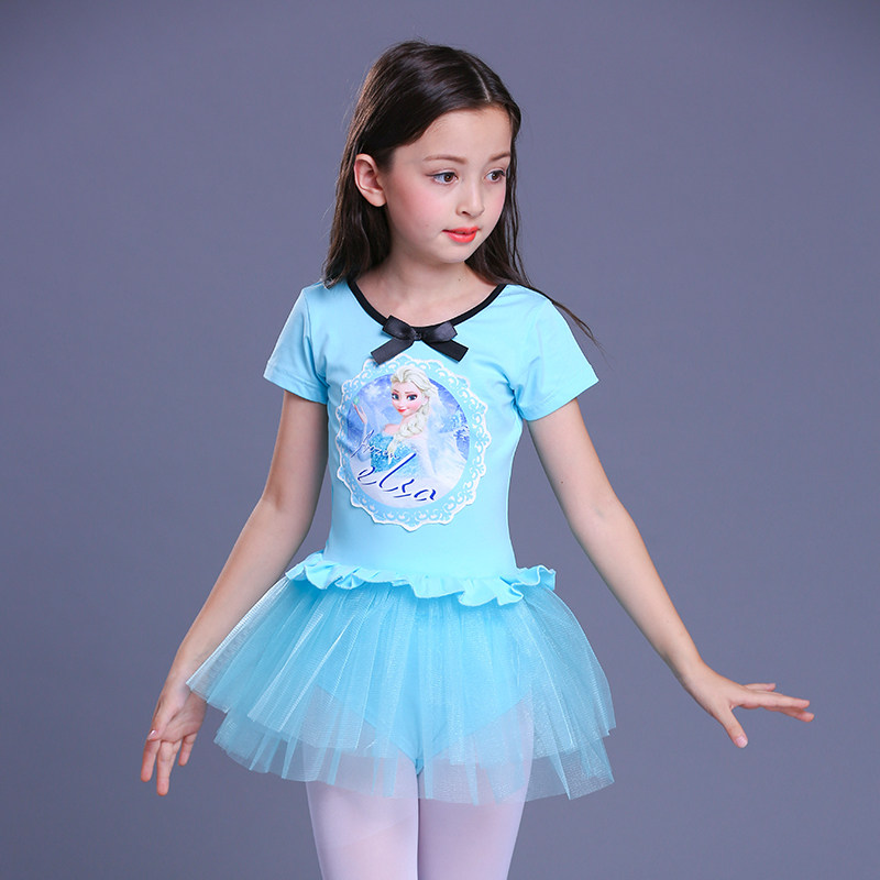 儿童舞蹈服夏芭蕾舞练功服女冰雪奇缘女孩公主舞蹈蓬蓬裙2018新款