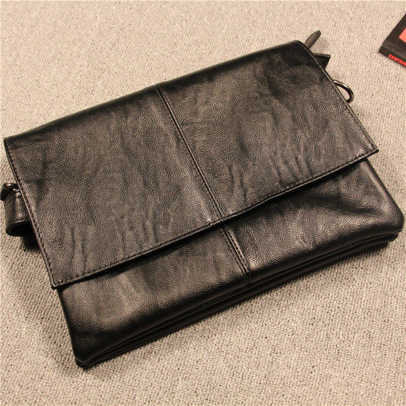 潮男包包简约信封皮包隔层休闲休闲学学生背包男士包袋