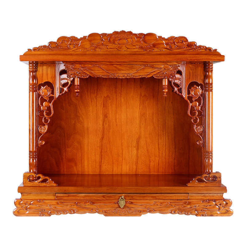 三圣实木佛龛供台家用神台关公观音财神像多位供奉台墙壁挂式神龛