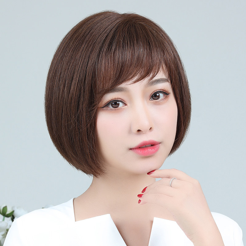 假发发套女真真人发丝短发波波bobo头真发自然日常整顶假发