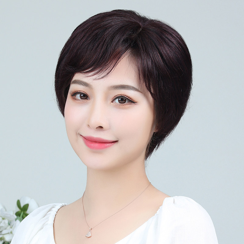 发套假发女全头套短发真人发丝中年妈妈女性日常整顶假发