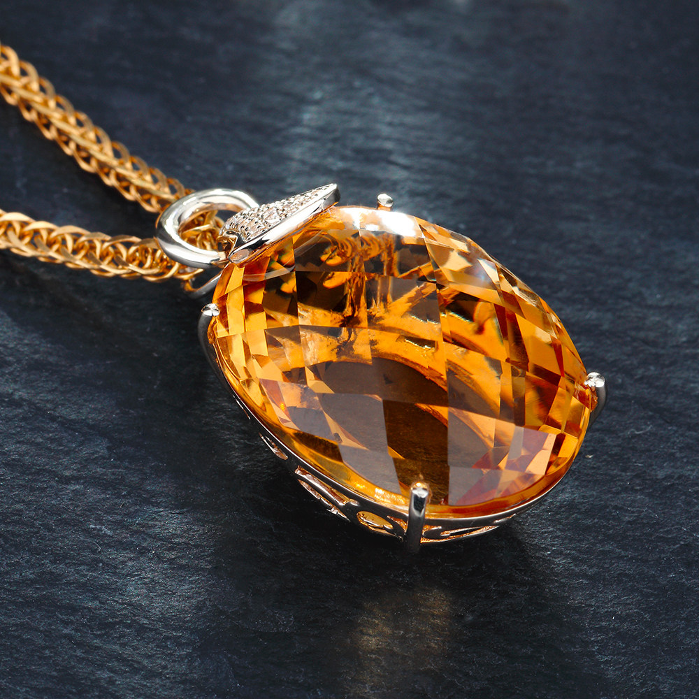 萨维娅saweiya天然黄水晶吊坠项链9k18k黄金彩宝黄宝石颈饰