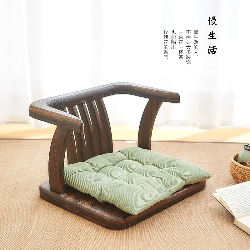 实木靠背地板和风榻榻米折叠日式家具室椅无腿和室椅