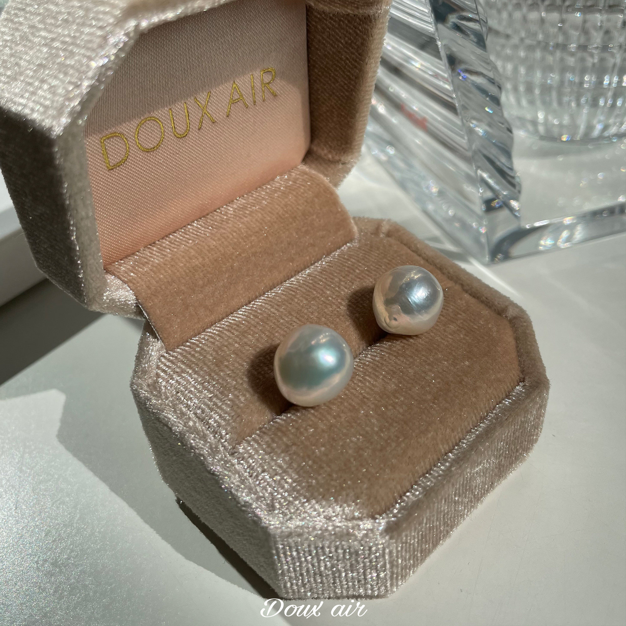 douxair天然巴洛克大珍珠耳钉fever同款纯银褶皱5a耳钉