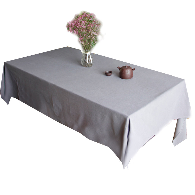 日式餐桌盖布布盖布茶几布艺棉麻中式灰色麻布桌布