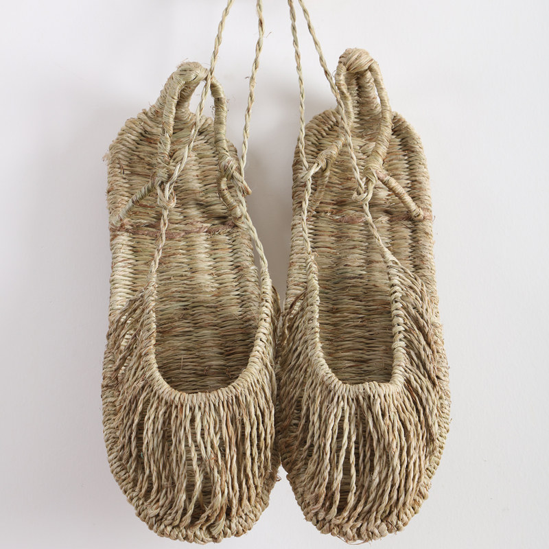 手工编织红军草鞋男女女士个性复古系带麻鞋洞洞鞋