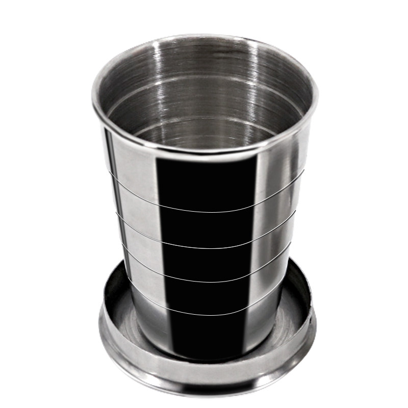 旅行折叠水杯户外杯子洗漱便携迷你小酒杯创意压缩杯不锈钢伸缩杯