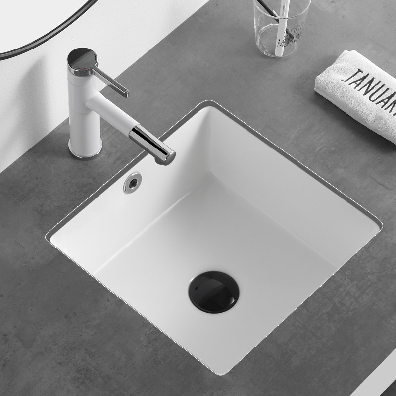 正方形台下厘米洗手盆单盆平底嵌入式卫生间陶瓷洗脸盆台下盆