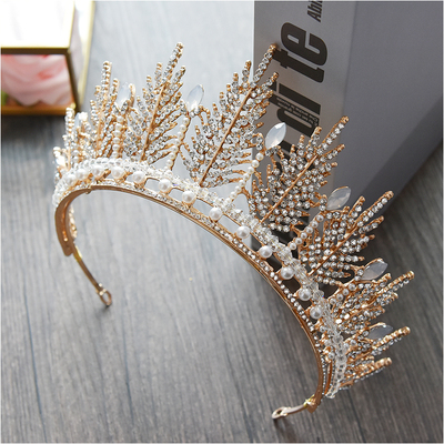 皇冠复古金色头饰生日成年女头奢华新娘十八岁王冠礼服配饰发饰