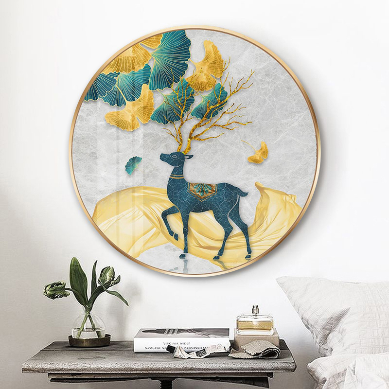 十字绣麋鹿2022新款客厅手工自己线绣圆形玄关十字绣套件