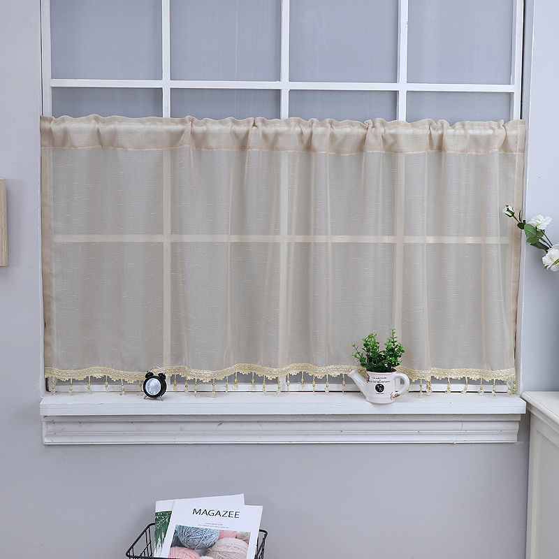窗帘定制纱帘刺绣半帘简约蕾丝小窗卧室装饰定制窗帘
