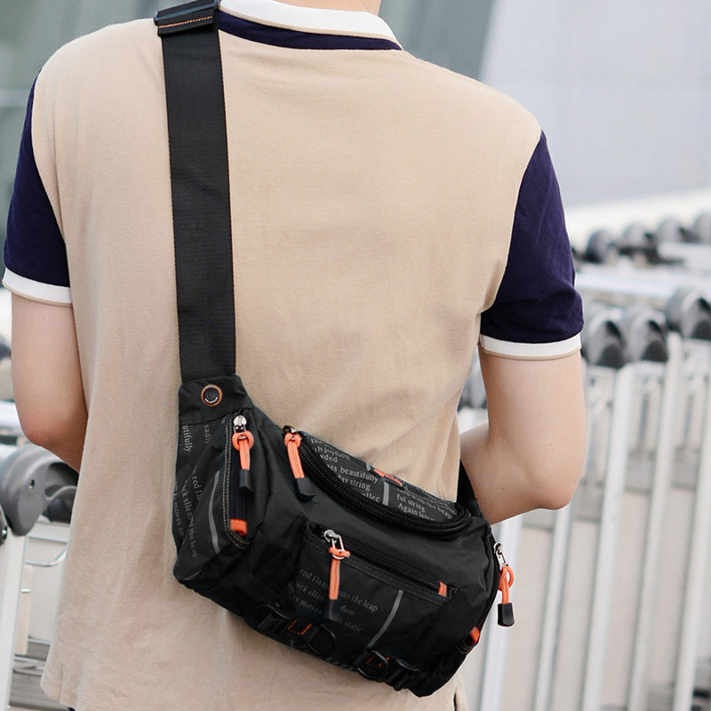 正品腰包男多功能小腰包女帆布户外休闲运动斜挎包防水手机包胸包