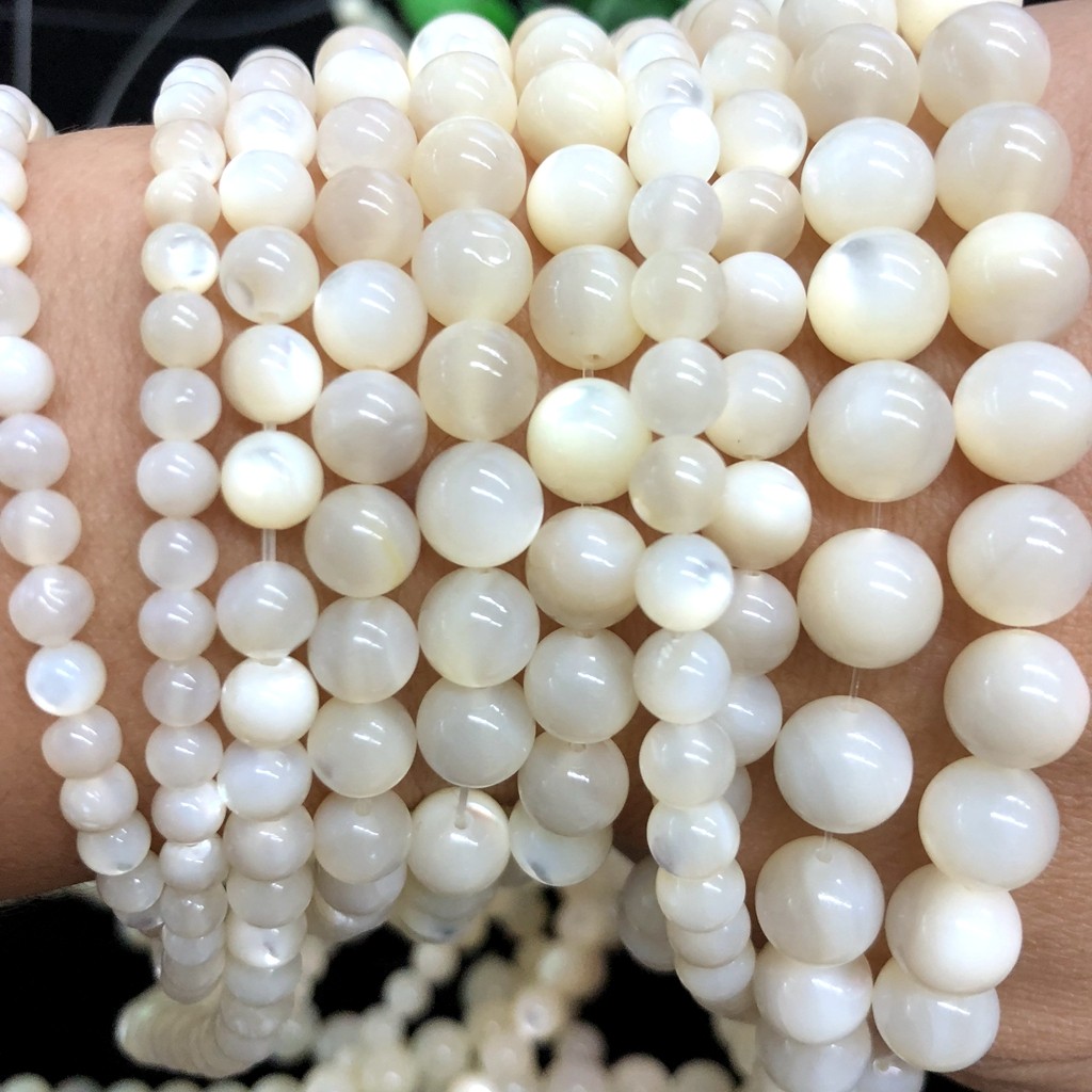 逸百饰品 微瑕白蝶贝圆珠 特价 汉服发簪流苏手工diy饰品配件材料