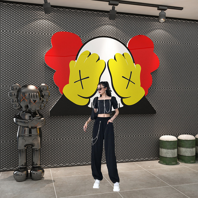 网红芝麻街打卡布置拍照区酒吧墙面装饰品场景烧烤肉店创意工业风