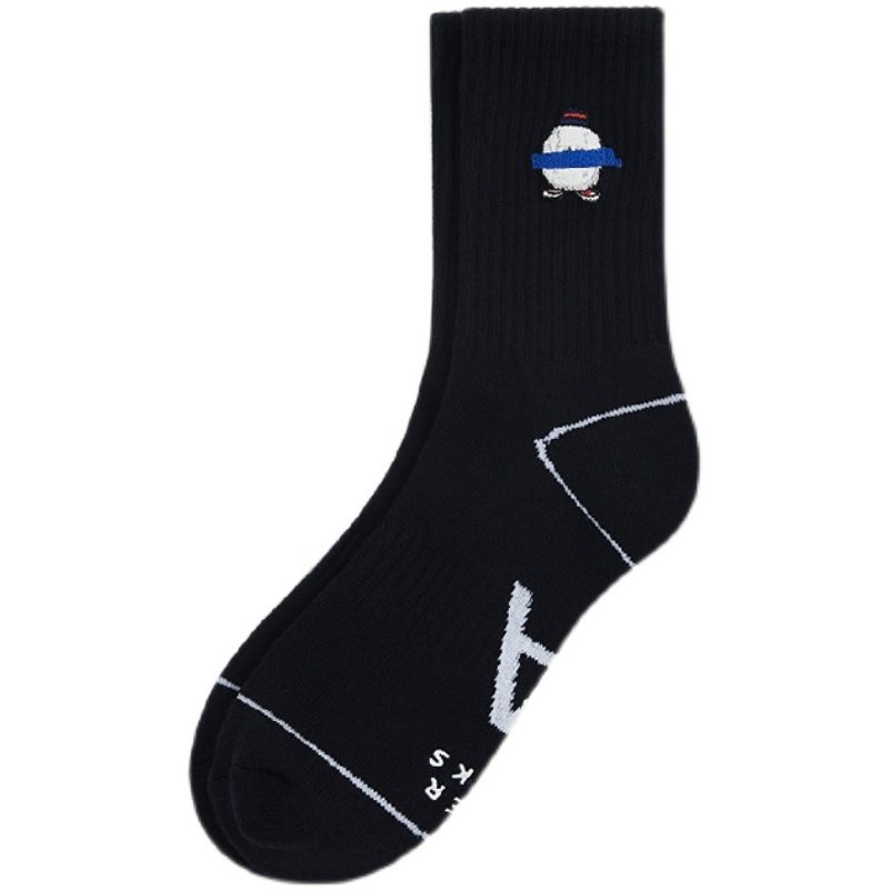 adererror袜子新款小企鹅刺绣中筒筒袜黑白两色鞋带