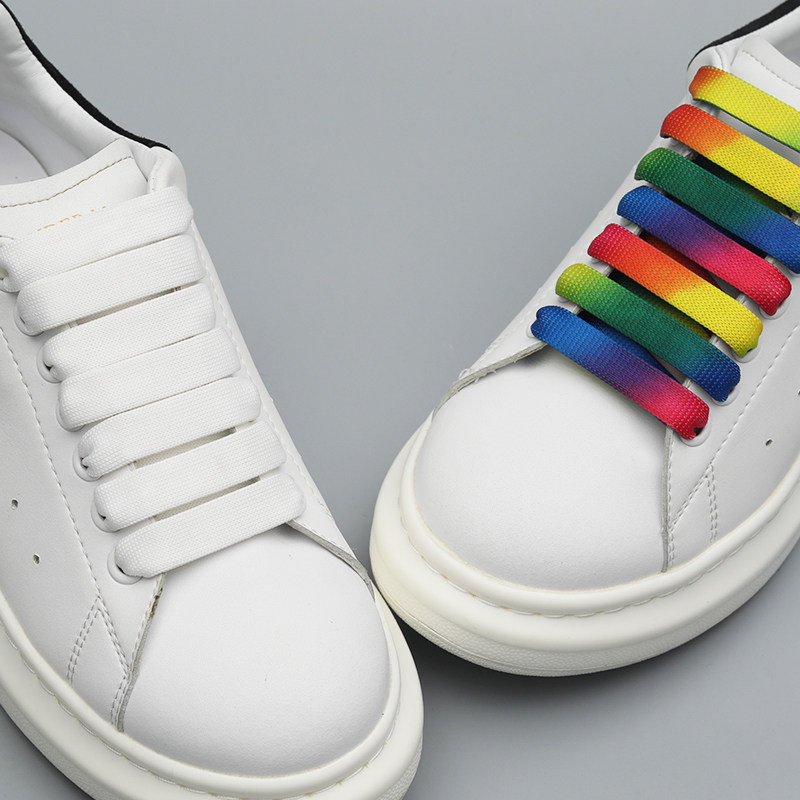 鞋带麦昆原装小白鞋正版加宽扁平百搭纯白mcqueen鞋带