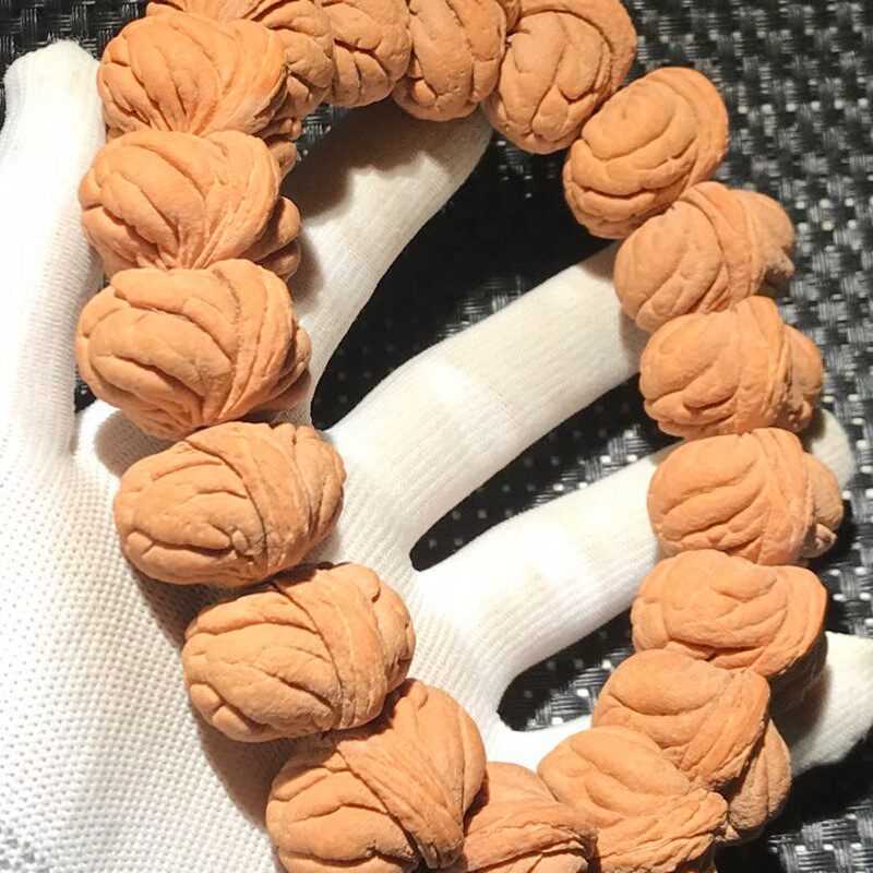 28mm尺寸秦岭霸王龙矮桩桃核手串龙纹爆疙瘩纹桃手串