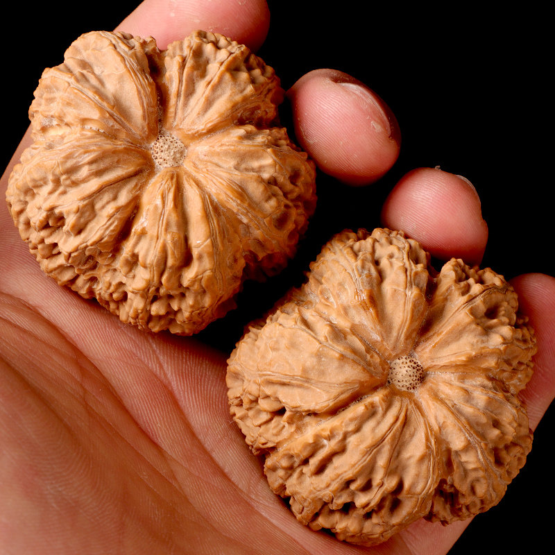 核桃文玩五星拼接狮子头手盘把玩五棱五瓣多棱手串