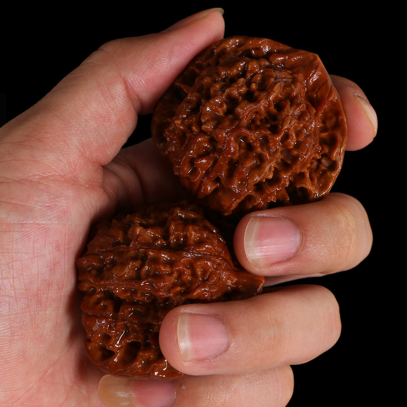 文玩精品核桃王勇官帽麒麟纹狮子头47mm48mm49mm超大手玩核桃野生