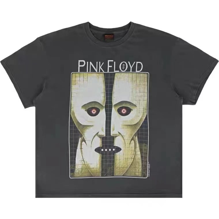 vintage白鬼pinkfloyd摇滚水洗做旧复古短袖fog高街t恤比伯同款