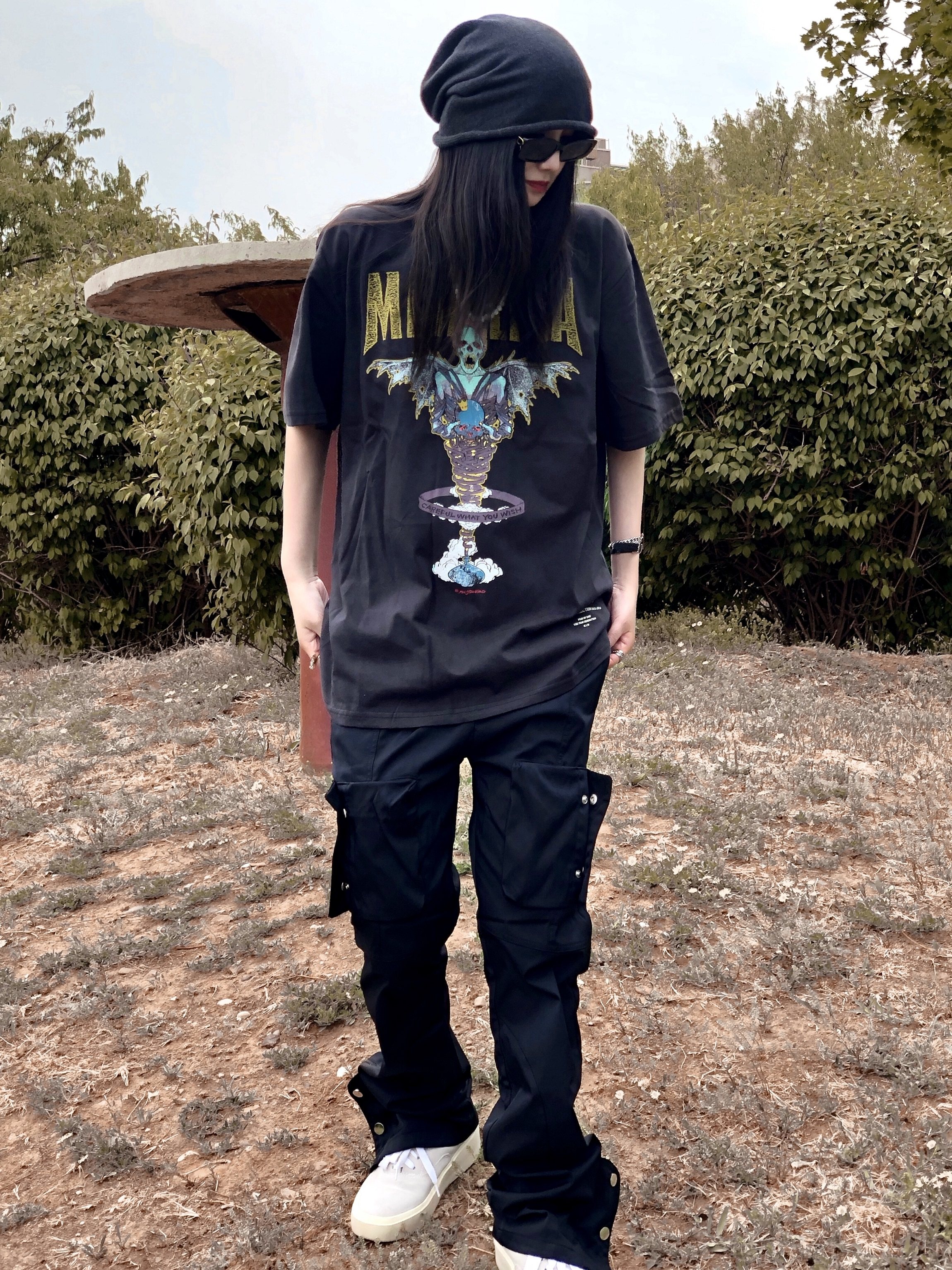 vintage复古fearofgod夏季宽松骷髅fog嘻哈t恤