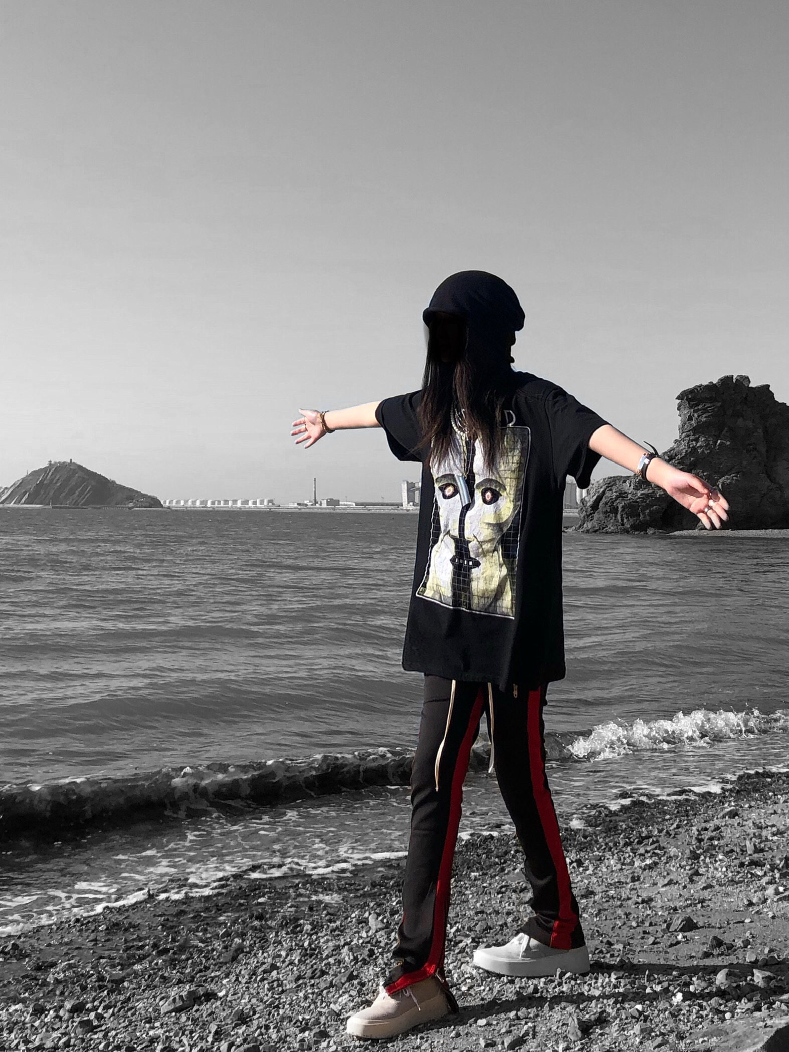 vintage白鬼pinkfloyd摇滚水洗做旧复古短袖fog高街t恤比伯同款