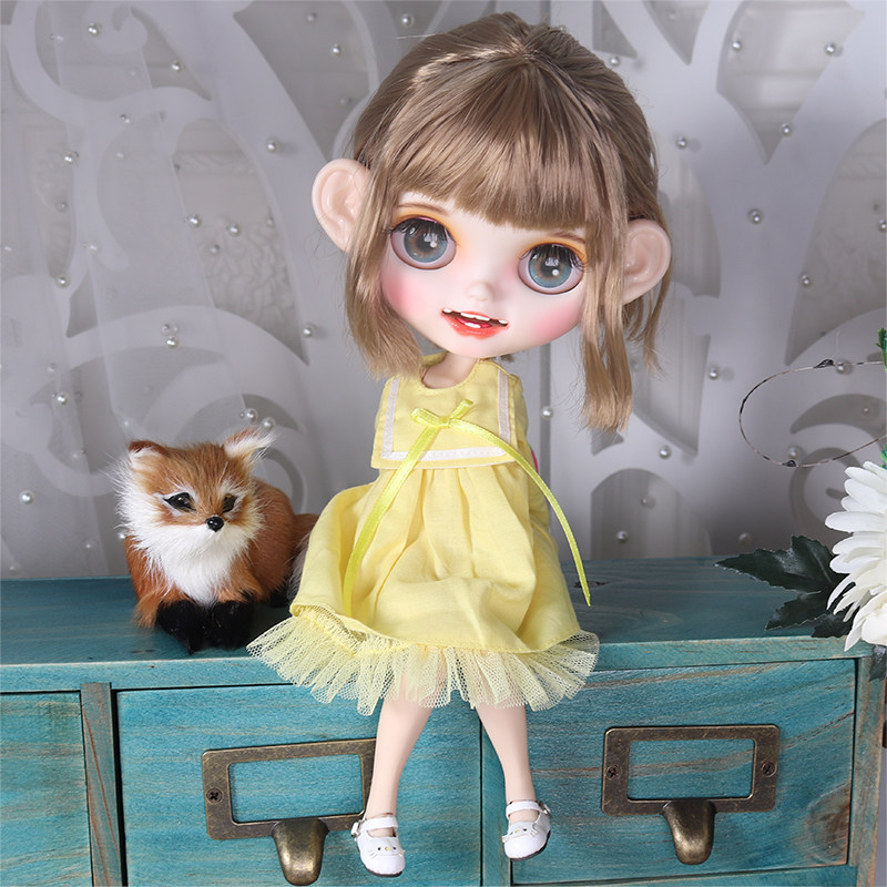 dbsblythe小布布娃娃新眼片衣服套装开嘴笑脸露牙娃娃