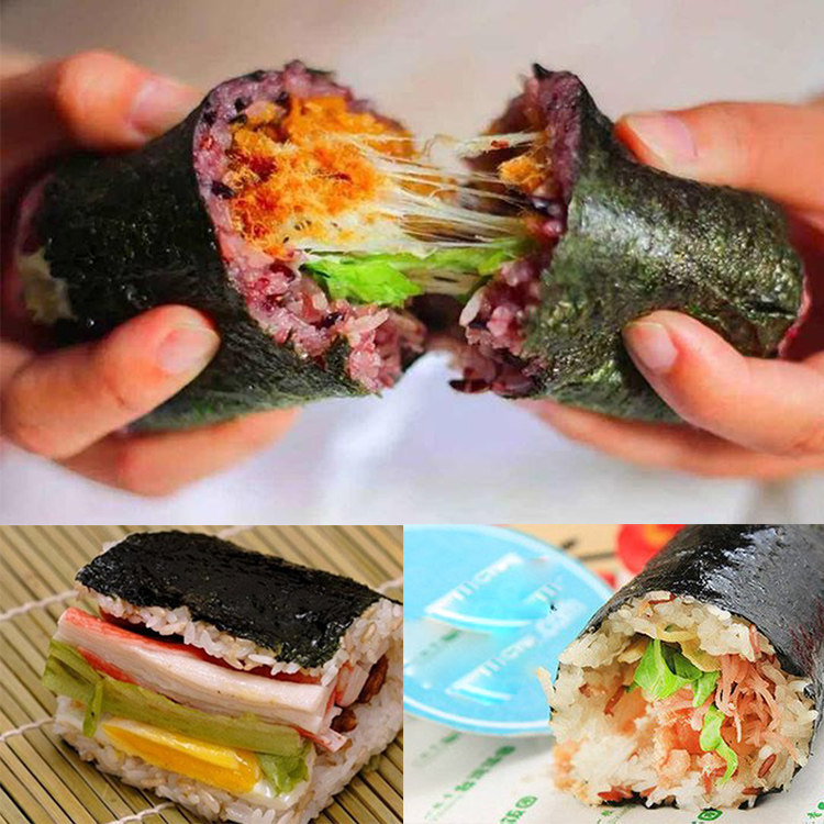 台湾饭团专用半切海苔做手卷寿司100张三角紫菜包饭商用食材原味