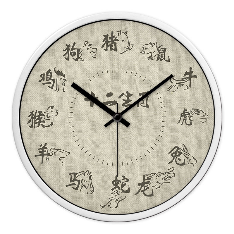【新】摩门中国风十二生肖中式挂钟客厅创意卧室静音时钟石英钟表