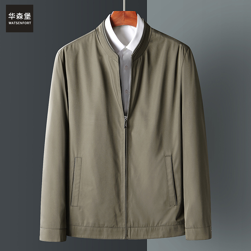 中年男士休闲商务春秋男装夹克衫中老年衣服茄克男爸爸装春装外套