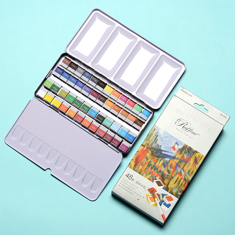 marco马可固体水彩颜料raffine系列24/48色赠毛刷色卡学生成人美术