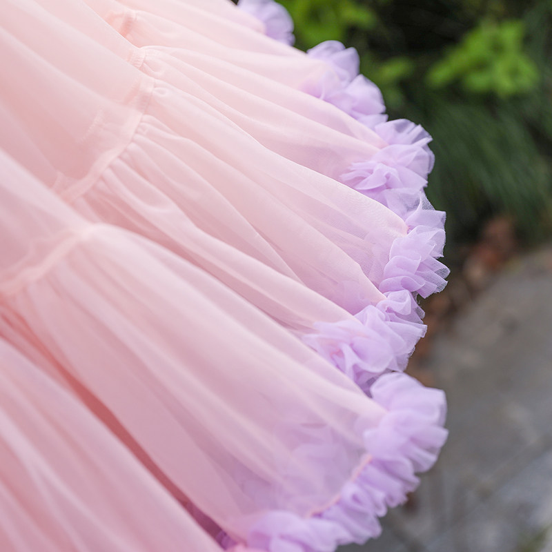 lolita日常彩虹纱裙暴力软纱无骨裙撑半身中长婚纱裙撑