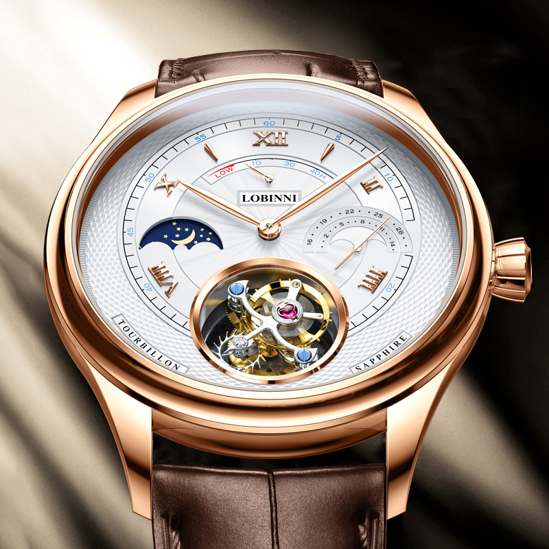 罗宾尼真陀飞轮机械表镂空男士手表防水名牌名表男表品牌正品十大