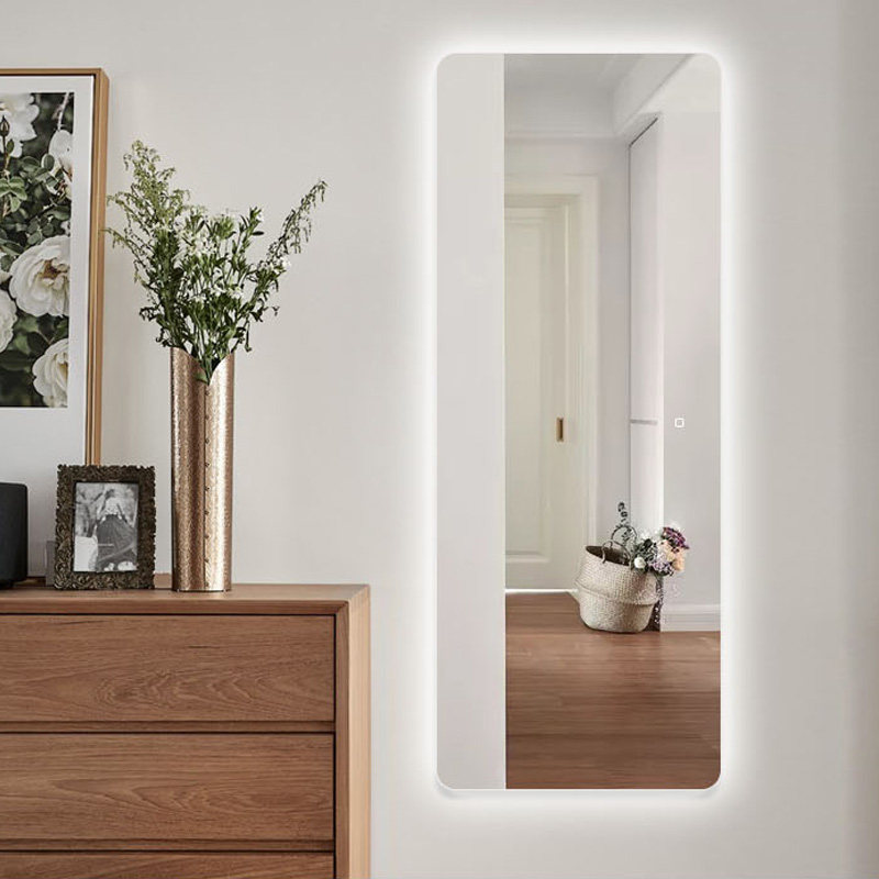 无框穿衣镜壁挂智能led灯贴墙镜子全身镜服装店试衣间玄关装饰镜