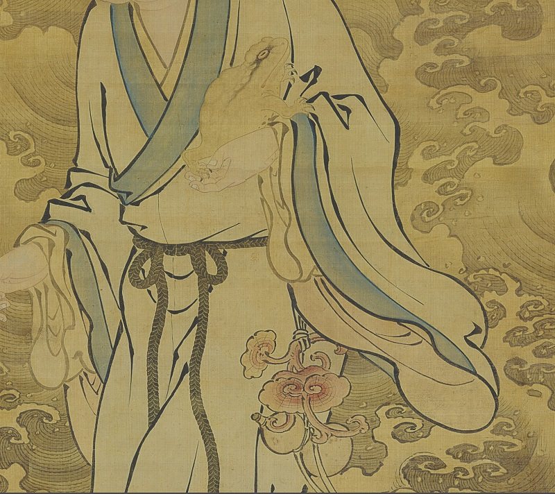 立轴商喜过海海图名家工笔国画人物神仙画高国画