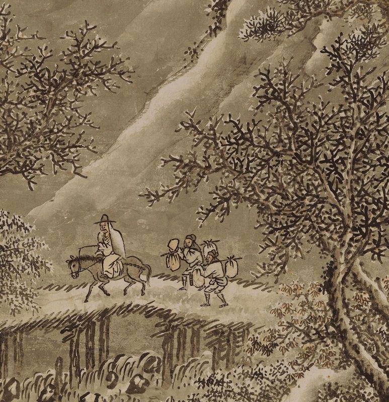 谢时臣峨眉山雪图古代名家冬景行旅山水画立轴超长国画