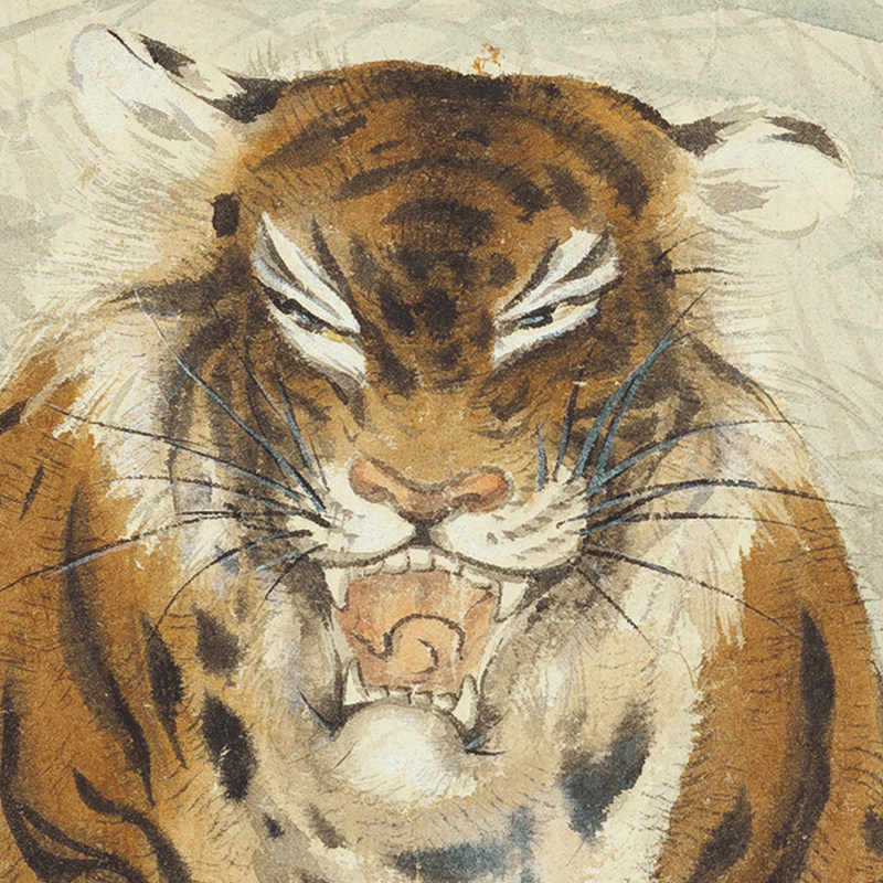 张大千群虎虎啸谷图真迹国画老虎艺术微喷名画国画