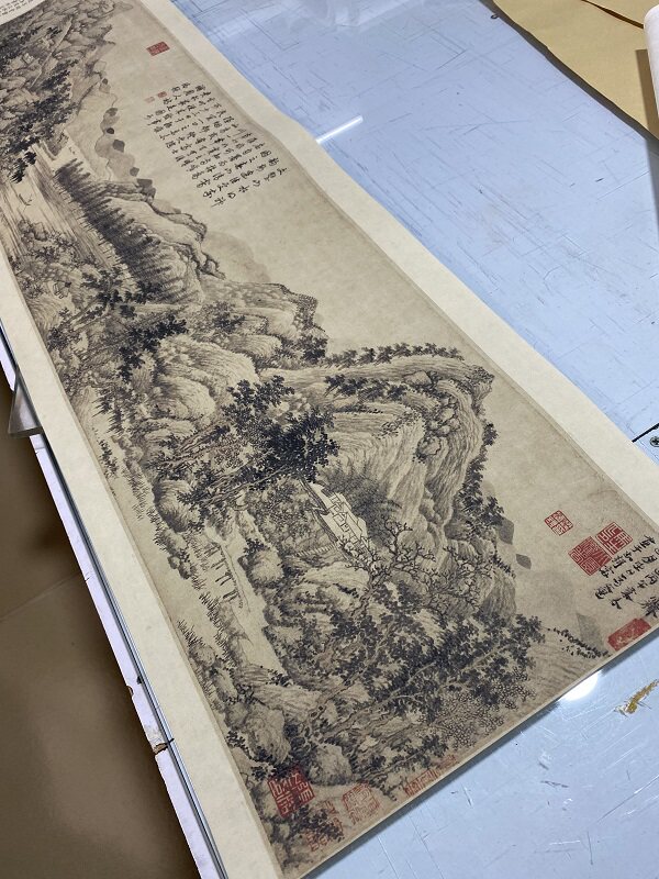 马琬春山清霁图卷仿古山水国画横幅挂轴装裱国画