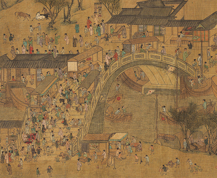 北宋全景清明上河图明清摹本奥地利藏本古画复制品人物长卷复制画 - 