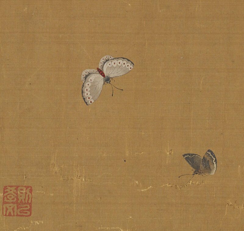 马麟写生蝴蝶蝴蝶花花卉宋画工笔花鸟画长卷微喷国画