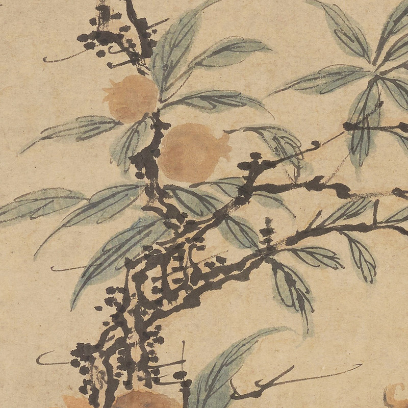 唐寅石榴枝图写意花卉国画微喷古代名画复制品国画