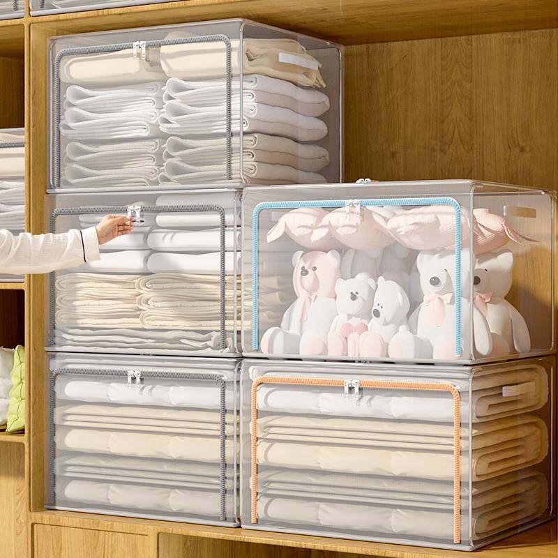 衣物收纳箱家用透明筐折叠衣柜衣服整理袋盒