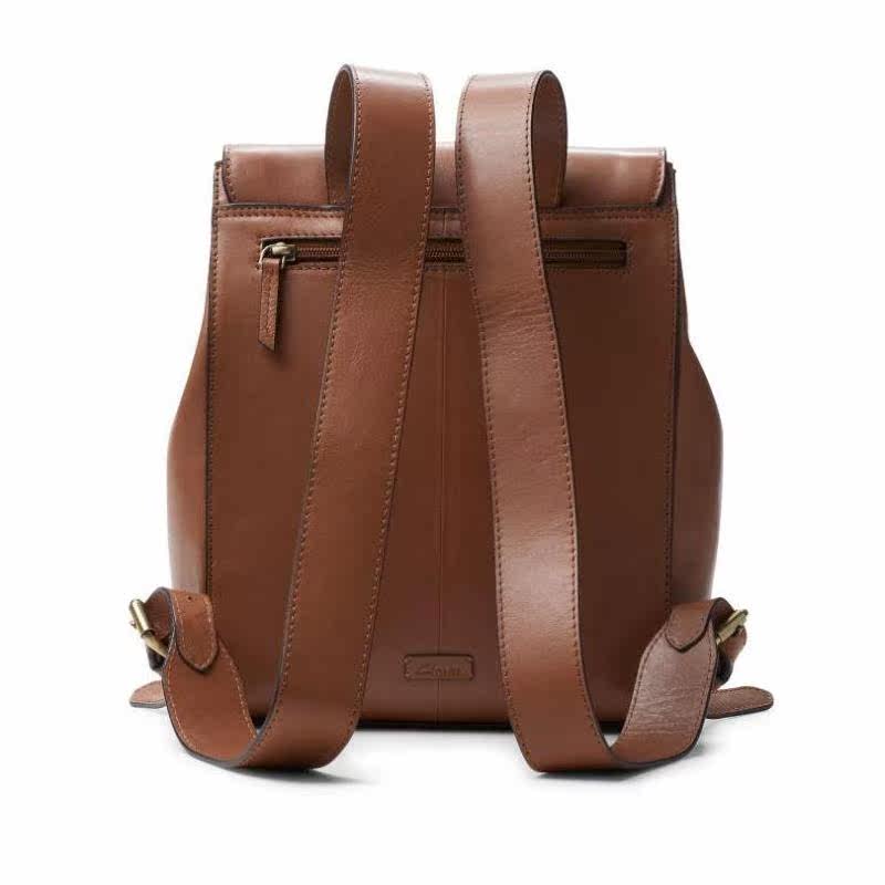 clarks其乐双肩背包纯色皮质调节舒适双肩背包