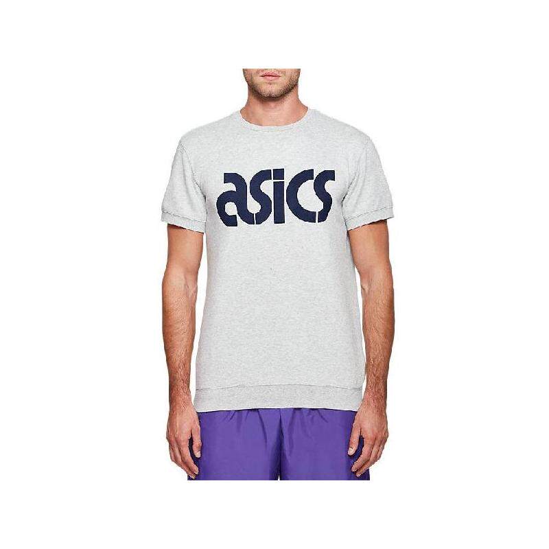 asics亚瑟士男子运动纯色字母印花透气休闲正品运动t恤