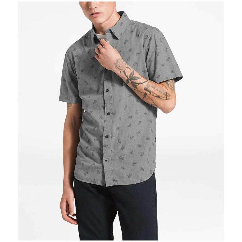 thenorthface北面衬衫方领纯棉印花修身正品衬衫