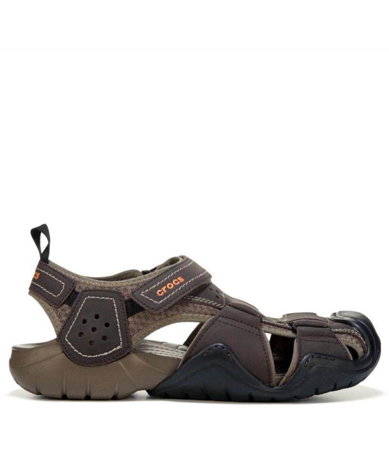 crocs卡洛驰男鞋凉鞋夏季包头休闲透气皮质魔术沙滩鞋