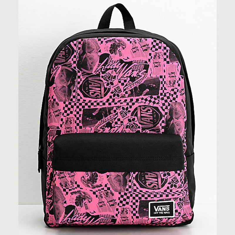 vans女双双肩背包书包中号拉链开学百搭实用双肩背包