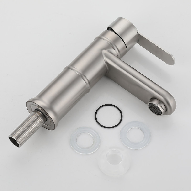 水龙头不锈钢竹节鸭嘴面盆单冷防冻户外面盆龙头