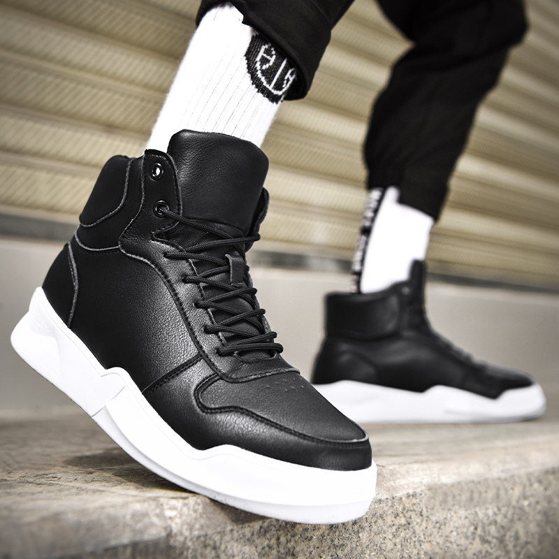 秋冬增高鞋男10cm高帮板鞋百搭休闲鞋时尚潮流小码隐形内增高男鞋